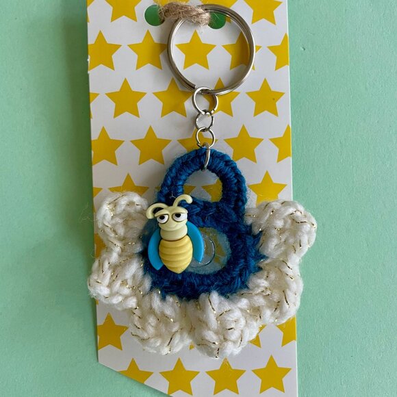 Floral Keychain, Keychain Charm, Crochet Gift, Handmade Backpack Charm - Picture 7 of 7